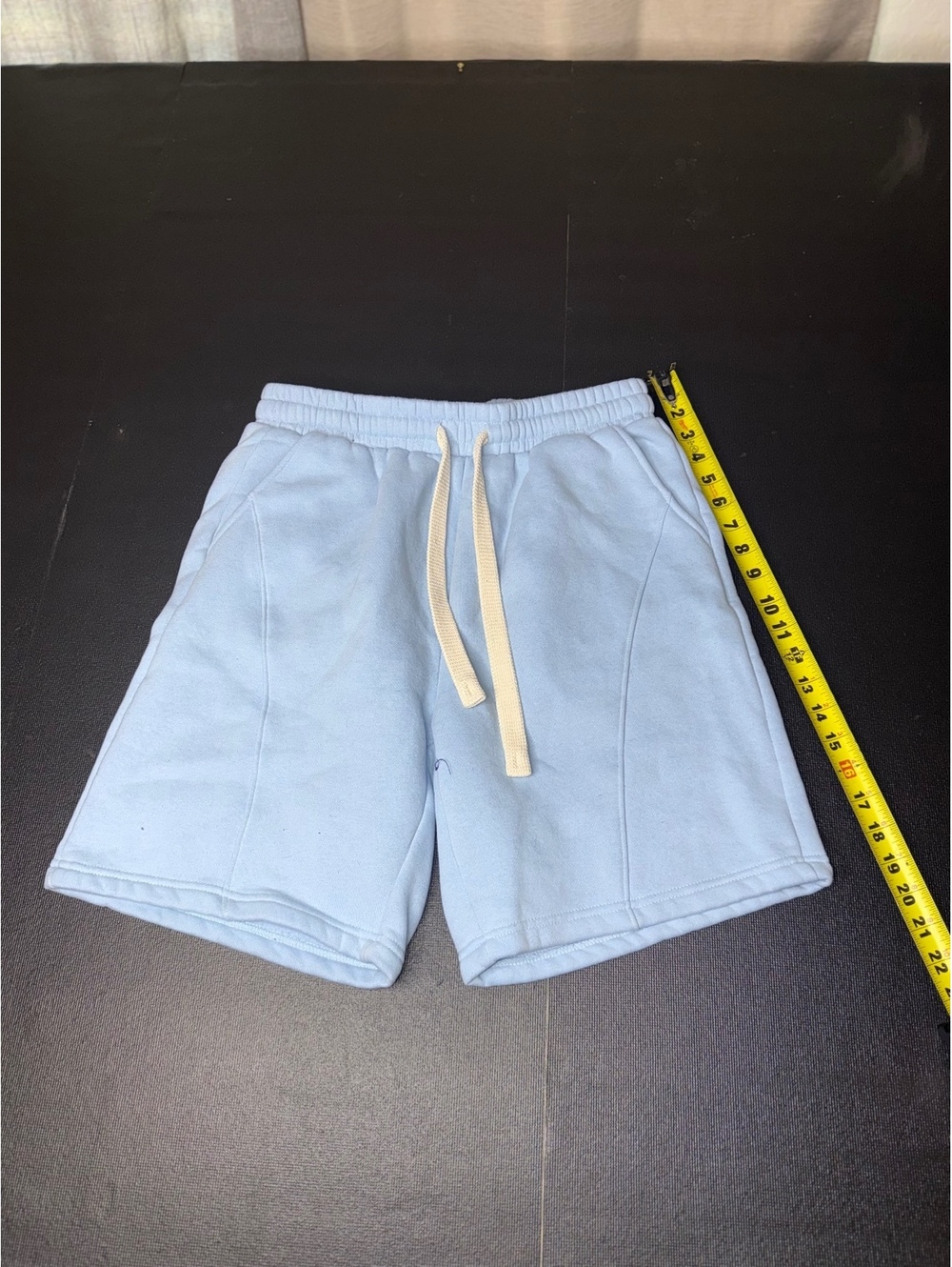 Light Blue Casual Sweat Shorts with Drawstring Waist